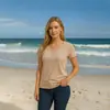 Primavera y Verano 2025 Aliexpress Amazon Ebay Talla Grande Cuello en V Profundo Manga Corta Mujer Holgado Casual Top Camisa Base