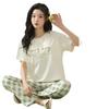 Tienda Física Pijamas de Algodón de Manga Corta Simples y Modernos para Mujer Verano Nuevo Pullover Conjunto de Ropa para el Hogar de Algodón Usable