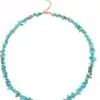 Moda de Verano Piedra Natural Turquesa Collar para Mujer Diseño de Verano Lujo Ligero Temperamento Cadena para Clavícula Cadena de Cuello de Moda