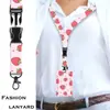 Lanyard con Hebilla Fácil de Tirar Telescópica Desmontable para Insignia de Trabajo Portatarjeta de Identificación con Corazón de Fresa UV Doble Cara Más Vendido Transfronterizo Listo para la Venta