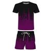 Traje de dos piezas para hombre, camiseta de manga corta con estampado digital, pantalones cortos y talla grande, deportivo, informal, de comercio exterior transfronterizo
