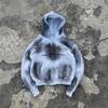 Sudadera con Cremallera de Alta Gama Atractiva con Degradado Tie-Dye Desgastado Transfronteriza Europea y Americana 2025 para Hombres y Mujeres, la Misma Marca de Moda