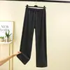 Nuevos pantalones casuales de pierna recta a rayas para otoño e invierno, pierna ancha, holgados y forrados de felpa, pantalones casuales de largo hasta el suelo, de cintura alta, pantalones holgados para casa