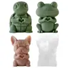 Molde de Silicona para Vela Aromática de Cachorro Bulldog Transfronterizo Adorno de Rana DIY Decoración Molde para Velas Hecho a Mano