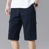 Pantalones Cortos de Verano Elásticos con Cordón de 7 Puntos para Hombre, Pantalones Cortos de Playa Versátiles de Algodón Puro para Jóvenes, Transpirables, Absorbentes de Sudor, Algodón Lavado