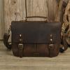 Bolsa Mensageiro Masculina Vintage de Couro Crazy Horse, Pasta de Couro Camada Superior de Vaca, Bolsa Transversal de Ombro de Couro para Negócios, para Computador