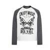 Nueva camiseta de manga larga para hombre estilo americano retro ligero hip-hop rock de Magic Bear, camiseta de rayas, básica redonda genial y elegante