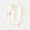 Macacão de Bebê Primavera e Outono Macacão Triângulo de Bebê Algodão Puro Recém-Nascido Manga Longa Peça Única Sem Costura Classe a Roupa de Rastejar