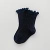 Calcetines nuevos para niños de otoño e invierno 2024 al por mayor de algodón peinado calcetines de princesa española con encaje de doble puntada de longitud media