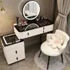 Mesa de maquiagem para quarto nórdico, armário multifuncional integrado moderno minimalista, penteadeira inteligente com carregamento sem fio