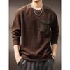 Sudadera de Patchwork de Pana Estilo Retro Americano de Gama Alta para Hombre, Nueva Colección Otoño 2026, Suéter de Punto Pesado de Marca de Tendencia para Hombre