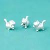 Plata Pura S999 Estéreo Retro Lindo Gatito Tsundere Cuentas Cuerda de Cuentas DIY Accesorios de Plata Accesorios de Plata de Gato