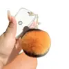Chaveiro de pompom com estampa de leopardo de pelo de coelho rex para carro, brinquedo de pelúcia, boneca, alça de celular, acessório de bolsa, presente