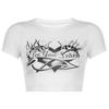 Moda verão sexy cropped curto- manga comprida t- shirt das mulheres verão europeu e americano hot girl top y2g mulheres top impresso