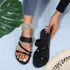 Sandálias Casuais Femininas Respiráveis de Verão para Exterior com Strass, Sandálias de Tira Única Plus Size Europeias e Americanas da Amazon para Mulheres