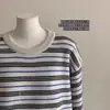 Suéter de Punto a Rayas con Bloques de Color Estilo Perezoso Coreano Du Xiaozhai para Mujer, Nuevo Suéter de Manga Larga Holgado Adelgazante para Otoño e Invierno