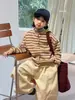 Cheese and Meow Boys Colección Invierno 2026 Cárdigan de Punto Rayado Bloques de Color Rayas Suéter Holgado Hombro Caído Top Tendencia
