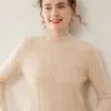 26 Suéter de Cachemir Nuevo de Cuello Medio para Otoño/Invierno para Mujer, Grueso de Color Sólido Tejido de Punto Trenzado Holgado Agradable para la Piel Suéter Base de Punto