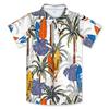 Camisa de Manga Corta de Verano con Estampado Digital 3D Transfronterizo de Playa Hawaiana con Hojas de Coco Cuello Solapa Ropa para Niños Pequeños y Medianos