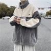 Abrigo de lana de cordero en color contrastante para hombre, invierno, nuevo, con forro polar, grueso, holgado, chaqueta acolchada de algodón, estilo casual cálido, estilo Hong Kong