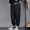 Calças de ferramentas de cor sólida para outono e inverno, calças soltas grossas com forro de lã, calças casuais resistentes ao desgaste com amarração no tornozelo, calças da moda para estudantes, todas as combinações