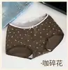 Pantaletas de cuadros florales estilo japonés para mujer con lazo y ribete de encaje, pantaletas de algodón de tiro medio, bragas para mujer al por mayor