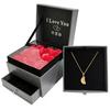 Caja de regalo de rosas, venta al por mayor, anillo, collar, boda, cartón, caja de regalo de joyería, traje de alto sentido, embalaje de regalo