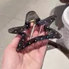 Pinza para el pelo de estrella con garra y estampado de leopardo estilo retro, dulce y fresca, para recogidos, pinza de acetato de gato y tiburón, accesorio de pelo elegante en forma de corazón