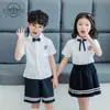 Ropa de jardín de verano para preescolar camisa blanca traje de dos piezas uniforme de escuela primaria traje estilo británico una generación de cabello