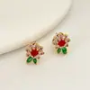 Brincos de Flor Coloridos com Zircônia Estilo Francês, Brincos de Flor Românticos Pastorais de Luxo Leve, Brincos Versáteis para Mulheres com Temperamento Fresco e Doce