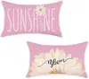 Transfronterizo Nuevo Primavera y Verano Girasol Coche Helado Flor Lino Estampado Cojín de Cintura Dormitorio Coche Decorativo Sofá