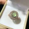 Venta Caliente Transfronteriza Piedra de Uva Natural Tipo Hielo Cristal Fluorescente Limpio Anillo de Plata 925 Incrustado de Precisión Piedra Principal 8mm