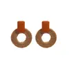 Pendientes Geométricos Huecos de Madera Estilo Retro Europeo y Americano, Nuevos Pendientes Largos Exagerados de Rafia Estilo Festivo Personalizados para Mujer
