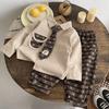 Conjunto de Camisa con Corbata para Niños Guapos Primavera y Otoño Nuevo Estilo Coreano Conjunto de Dos Piezas para Otoño Infantil Venta al por Mayor