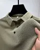 Camiseta de Malla de Seda de Hielo de Manga Corta para Hombre con Cuello de Camisa Color Sólido de Verano Camisa Polo de Manga Media Ropa para Hombre Estilo Moderno