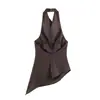 Top de Verão Feminino Cor Sólida com Gola Halter Estilo Europeu e Americano 2026 83101