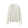 Suéter de cachemira pura 2026 otoño e invierno nuevo cárdigan de punto con borlas de cuello en V para mujer estilo elegante abrigo holgado adelgazante