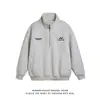 Sudadera de Otoño para Hombre Estilo Americano de Marca de Moda Bordada, Cuello Polo con Media Cremallera, Estilo Retro High-Street, Holgada, Deportiva, Manga Larga