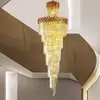 Escada Espiral de Luxo Leve Pós-moderna Lustre de Cristal Lustre Longo Villa Piso Vazado Piso Duplex Sala de Estar Lustre Grande