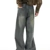 Calça jeans vintage lavada, calça larga estilo street style americano masculina, nova coleção de outono, calça comprida, calça reta da moda estilo chinês para jovens