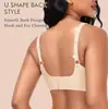 Sutiã push-up sem costura plus size europeu e americano com lindo design nas costas, peça única, fecho nas costas, top regata sem aro atacado