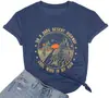 Camisetas de Aventura 180G Transfronterizas para Mujer Camiseta Retro de Carretera del Desierto