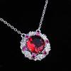 Collar de Bienestar de Drenaje Vivo Microincrustado Color Rubí Simple para Mujer Colgante de Banquete de Forma de Huevo de Ganso Todo-partido Joyería