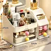 Caixa Organizadora de Cosméticos Domésticos para Mesa de Maquiagem Desktop Organizador Dividido Caixa de Maquiagem Produtos de Skincare Rack de Armazenamento à Prova de Poeira para Batom