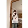 Camiseta de Manga Larga con Retazos de Encaje Estilo Coreano para Mujer, Otoño e Invierno 2026, Corte Holgado, Para Superponer, Top con Dobladillo de Encaje