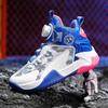 Zapatos de baloncesto para niños con hebilla giratoria transpirable de moda, zapatos de entrenamiento antideslizantes de malla para adolescentes, zapatilla de malla para niños medianos y grandes