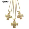 Wt-Jfn66 Collar con Colgante de Cruz de Estilo Religioso Más Vendido con Incrustaciones de Latón y Circonita, Cadena Vintage Unisex para Suéter