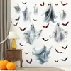 Adesivos de Parede Fantasma Morcego Tridimensional para Halloween Adesivos de Decoração de Atmosfera de Halloween Autoadesivos Impermeáveis Removíveis Adesivos de Parede