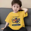 Camiseta de Verão de Manga Curta para Meninos, Estilo Coreano Bonito com Estampa de Desenho Animado, Camiseta Básica de Algodão Solta e Respirável para Crianças