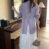 Camisa de Proteção Solar para Mulheres, Novo Design Estilo Coreano Verão 2026, Solta e Versátil, Camisa Fina de Tencel com Fenda nas Costas
